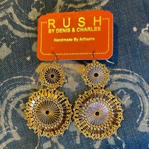 NWOT RUSH by Denis & Charles Gold and Silver Earrings